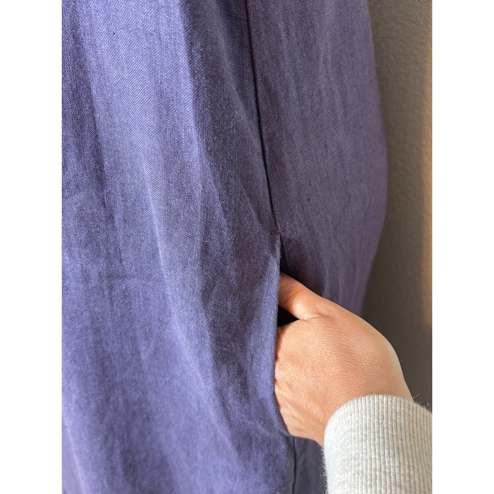 Not Perfect Linen Sleeveless Lagenlook Midi Shift Dress with Pockets S - Picture 4 of 7